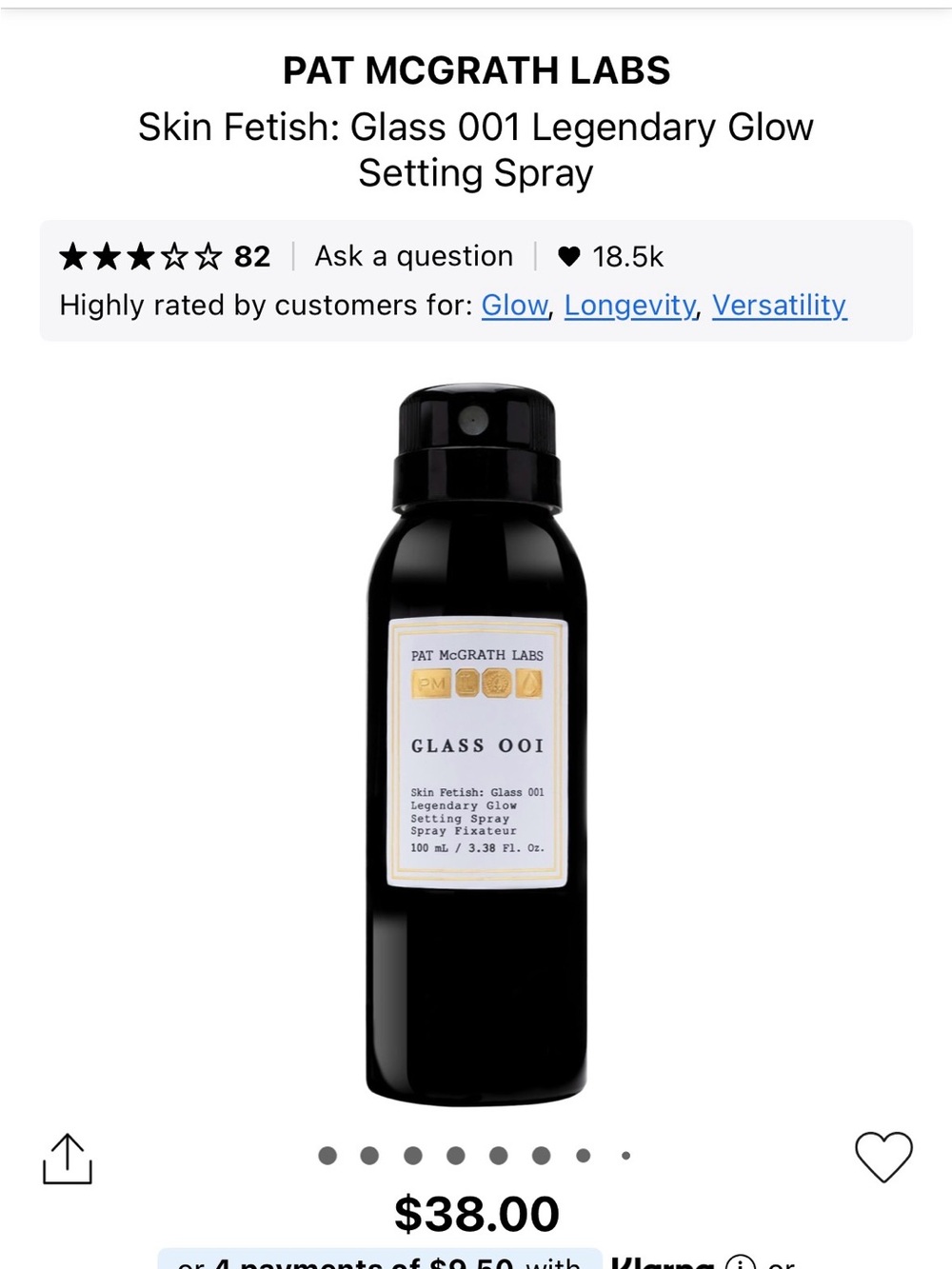 Pat McGrath Glass 001 Legendary Glow Setting Spray - White & Gold Box - Picture 2 of 4